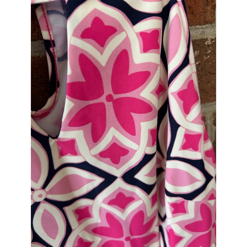 Aryeh Womens Pink Geometric Floral Keyhole Halter Neck Mini Dress Small